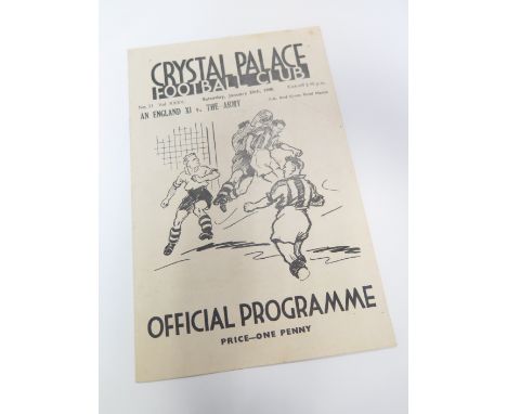 Wartime match played at Crystal Palace on 20/1/1940 between an England XI v The Army includes players Matthews Bartram Hapgoo