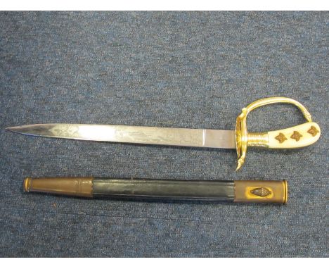 German Hunting Hanger, E.U.F.Horster Solingen blade, in VGC with scabbard, finely etched blade with hunting scenes, a high qu