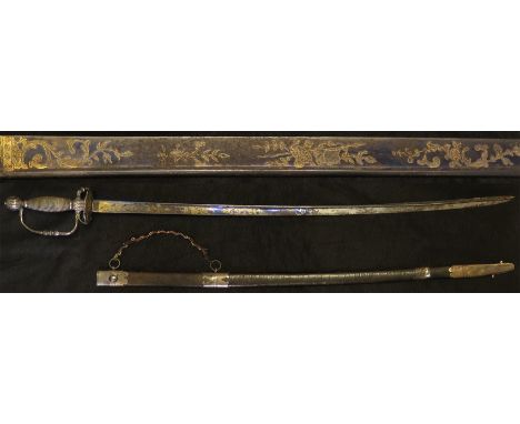 Sword: A quality General & Staff Officers sword. In the pattern of the 1796 Heavy Cavalry dress sword. Silver hallmarked (Bir