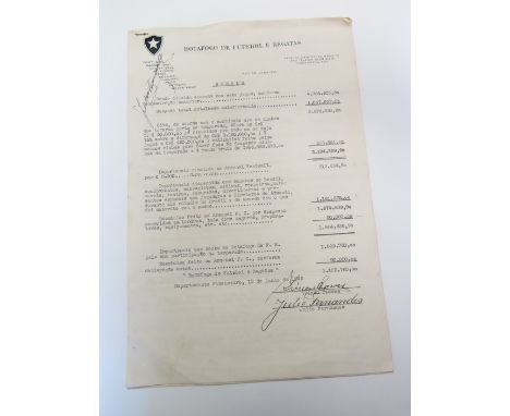 Arsenal tour to Brazil in 1949 file of papers showing the complete financial break down for the tour all on Botafogo headed p