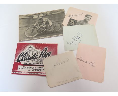 Collection of speedway riders autographs from 1929 season the first for organised speedway includes Syd Edmonds (10). 