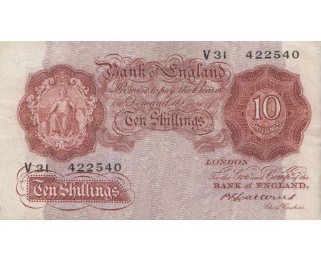 Catterns Ten Shillings B223 "V31" (first) GF with a small trace of i/a top left