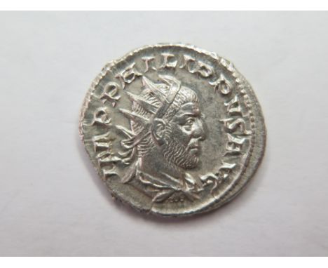 Philip I silver antoninianus, Rome Mint 248 A.D., reverse reads:- TRANQVILLITAS AVGG, Tranquillitas standing left, holding ca