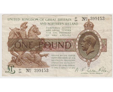 Warren Fisher One Pound T34 "S54" (first series) GF