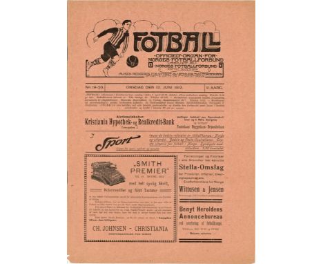Norway large format magazine / programme for 12/6/1912 it appears that the Norwegian Olympic team played various friendlies b