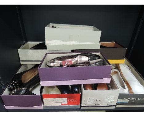 Eight pairs of vintage 1980s shoes in a variety of styles and sizes includes makes such as Trickers, Silvia Dilan and Carvela