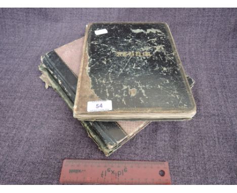 Two 19th century manuscript mathmatics copy books, dated 1852, and a scrap album