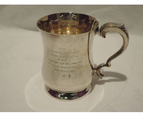 A silver tankard of baluster form bearing presentation inscription regarding The British Automobile Racing Club,  Sheffield 1