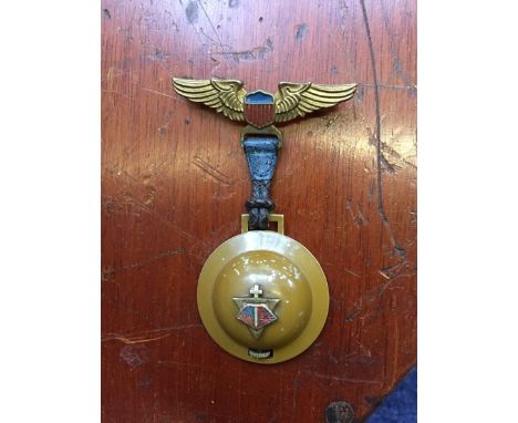 A Second World War US military nurse’s or sweetheart brooch watch, modelled as a helmet faced with a Victory-V, Free French C