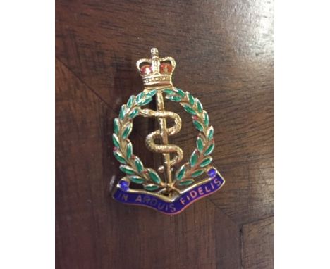 An enamelled 9ct gold Royal Army Medical Corps sweetheart broach by Garrard