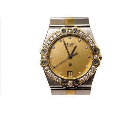 Chopard, Geneve, St. Moritz: a stainless steel and 18ct yellow gold wristwatch, ref 8023-B, serial no. SM178XX, the gilt dial