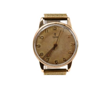 Tudor: a 9ct yellow gold cased manual wind wristwatch, the Arabic dial with central seconds hand, fitted 15-jewel movement, t