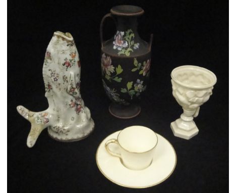 A collection of various china including a Samson Chinese style fish vase, Wedgwood black basalt style terracotta and floral e