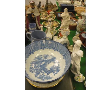 A collection of decorative china wares to include a blue Jasper ware loving mug to commemorate The Silver Jubilee of Queen El