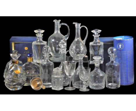 Various advertising decanters, etc., to include a Westminster Abbey example, of shouldered circular form with orb stopper, tw
