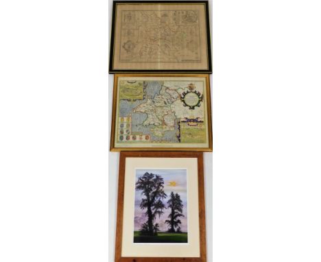 After Speede. Map of Breknoke, bearing date 1610 but later, 39cm x 51cm, a limited edition John Speede map of Pembrokeshire, 