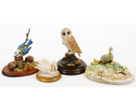 A Border Fine Arts Chiltern Collection Family Life mallard family WW17, 12cm high, unmarked swan and a Country Artist barn ow