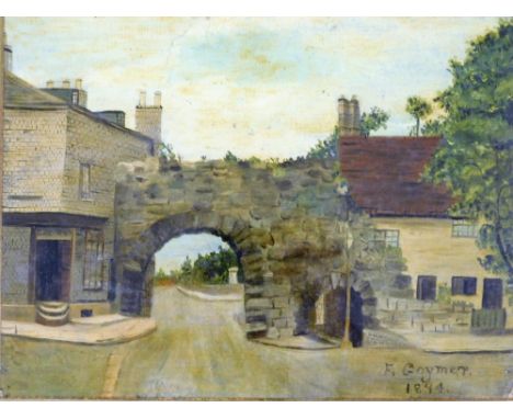 F Goymer (fl. 1894). Newport Arch Lincoln, oil on canvas, signed and dated 1894, 23cm x 28cm.