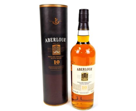 A bottle of Aberlour ten year old single malt scotch whisky, in card tube. 