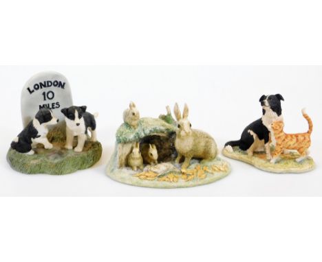A Border Fine Arts Chiltern Collection Family Life rabbit family figure group, WW10, 9cm high, Just About Friends JH87 and a 