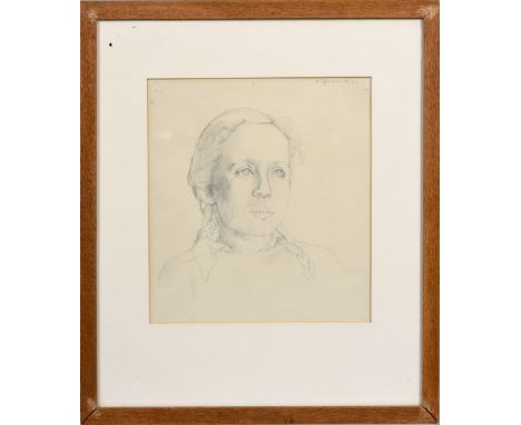Unity Spencer 1950 - portrait of a girl, Gillian Barclay, signed in pencil and dated, framed and glazed, 10in x 9.5in.