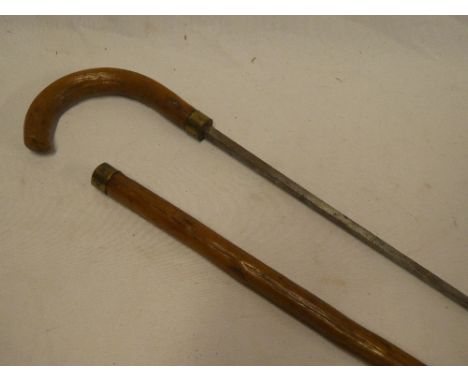 A 19th century Customs Officer's-style sword stick with 29½" square-section blade by Mole of Birmingham in rustic walking sti