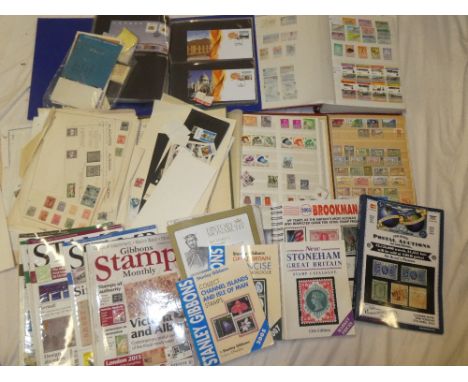 A box containing numerous albums and stock books of World stamps, first day covers, loose stamps, catalogues etc.