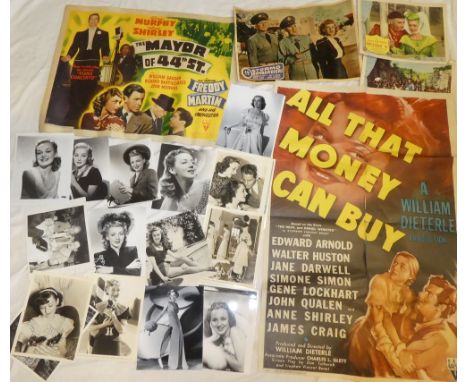 A selection of various film memorabilia including original film poster "Four Jacks and a Jill", original film poster "Saturda