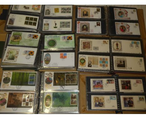 Six folder albums containing a collection of over 350 various Benham silk and other postal covers and first day covers, 1991 