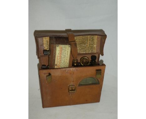 An unusual Second War military blasting galvanometer marked "Detector Q1 Mk1 1942" with brass mounted mahogany case contained