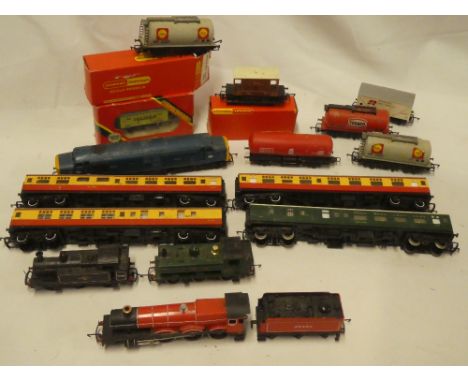 Hornby 00 gauge - Lord Westwood 4-6-0 locomotive and tender; GWR pannier tank engine; BR locomotive, three boxed goods wagons