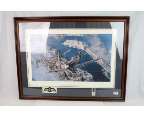 A Framed And Glazed Limited Edition Robert Taylor Print Titled "Malta-George Cross" Commemorating The 60th Anniversary Of The