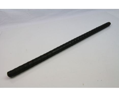 An Early 20th Century Leather Bound Swagger Stick Knife, Swagger Stick Measures Approx 19" In Length With A Blade Length Of 1
