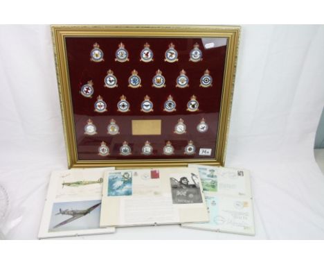 A Limited Edition Framed And Glazed Royal Air Force Museum Badge Collection Together With A Selection Of Framed Signed First 
