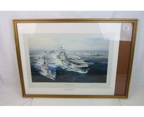 A Framed And Glazed Print By Robert Taylor Entitled "South Atlantic Task Force".