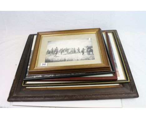 A Collection Of Five Framed Military Pictures To Include A Large World War One Portrait Photograph Of A British Soldier, A Mo
