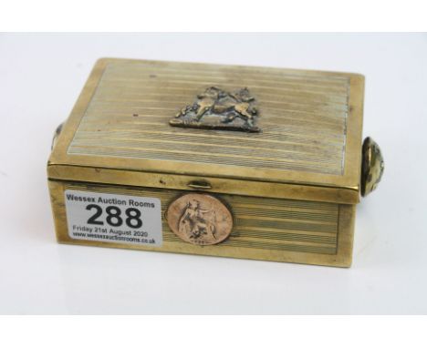 A World War One Brass Cigarette / Trinket Box With Decoration To The Queens Own Regiment.