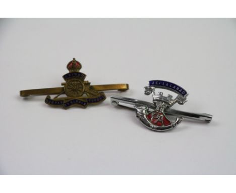 Two Vintage British Army Regimental Sweetheart Brooches To Include The Royal Artillery And The Somerset Light Infantry.
