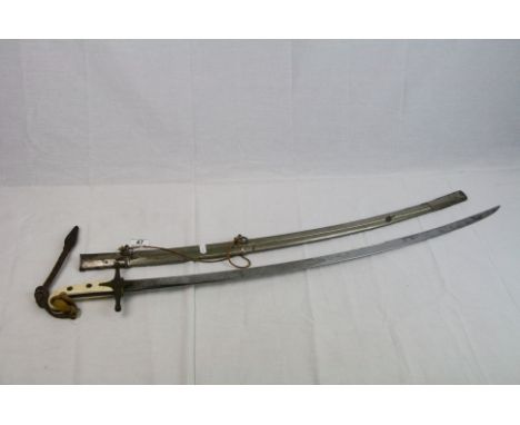 A George V General Officer's Mameluke Sword, Gilt Hilt, Ivory Grips, The Etched Blade By Ranken &amp; Co. Calcutta, Brass Sca