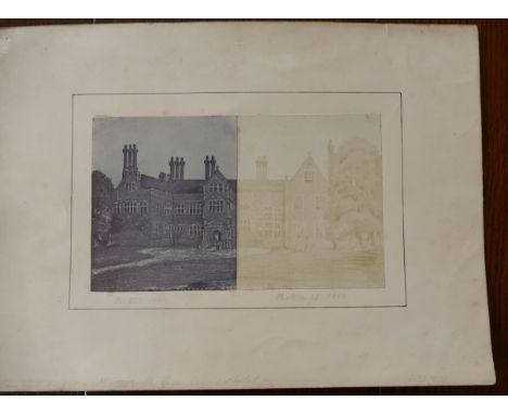 A composite photograph, mounted, of Coldham Hall (near Stanningfield, Suffolk), overall image approx 22 x 13.5cm, the right h