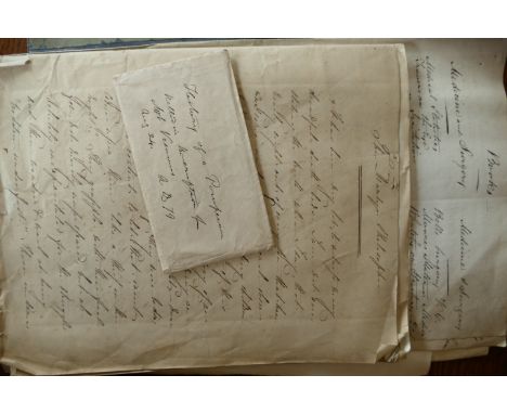 A folder of Alfred Swaine Taylor's loose manuscript notes, including a long list of books that probably formed his library at
