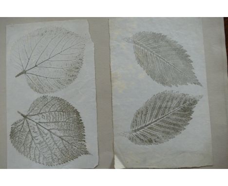 Eight thick buff leaves, probably from a scrap album, between which have been loosely inserted 5 light grey sheets measuring 