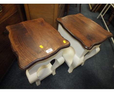 A PAIR OF PAINTED LAMP TABLES