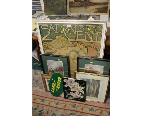 A COLLECTION OF FRAMED AND GLAZED PICTURES TO INCLUDE HUNTING SCENES, SIGNED PRINT ETC.