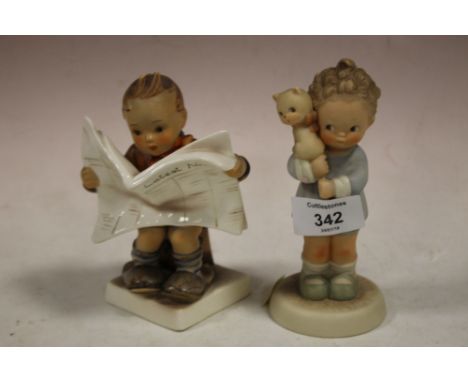 A MABEL LUCIE ATTWELL 'HANG ON TO YOUR LUCK' FIGURE TOGETHER WITH A HUMMEL FIGURE
