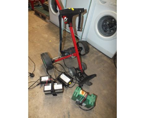 AN ELECTRIC HILL BILLY GOLF CADDY CART PLUS CHARGER PACK ETC