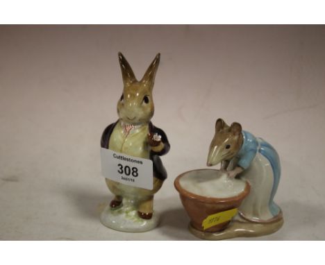 TWO GOLD STAMP BESWICK BEATRIX POTTER FIGURES - ANNA MARIA AND MR BENJAMIN BUNNY