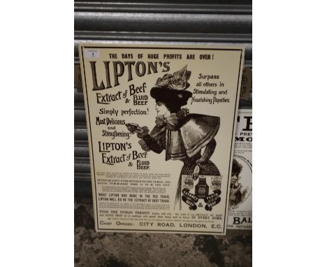 A MODERN ENAMEL LIPTONS EXTRACT OF BEEF ADVERTISING SIGN