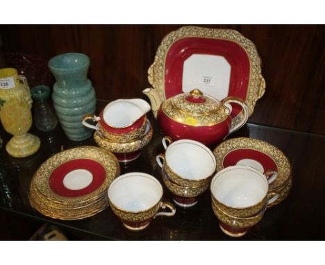 A VINTAGE PINK GILT AYNSLEY PART TEA SET