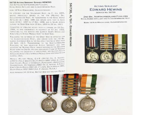 A First World War MM Group of Three Medals, awarded to 56730 CPL.E. (Edward) HEWINS 2/NTH'D FUS., comprising Military Medal, 